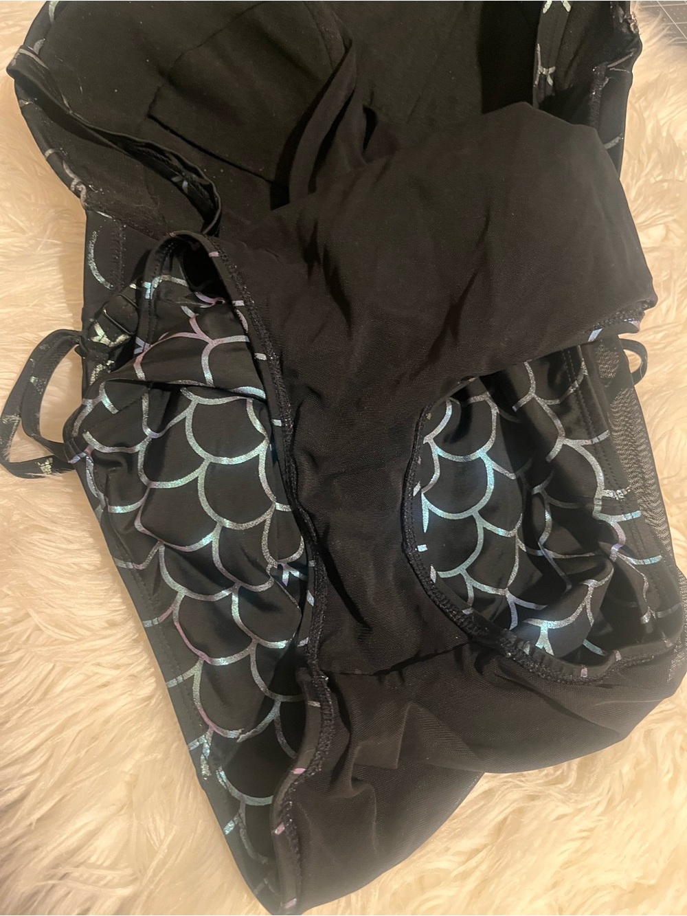 torrid Black Iridescent Mermaid-Scale One-Piece Swim - Picture 5 of 7